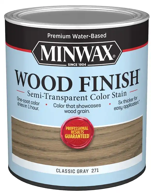 Wood Finish Stain, Water-Based, Semi-Transparent, Classic Gray, 1-Qt.