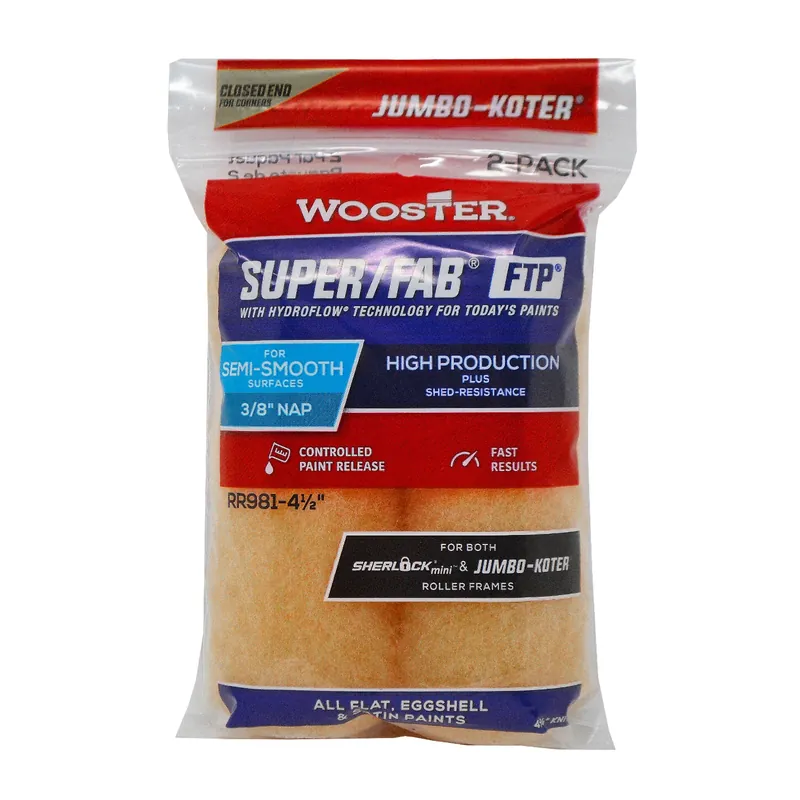 Wooster Super/Fab FTP Knit 4 1/2 In. W X 3/8 In. Jumbo Paint Roller Cover 2 Pk