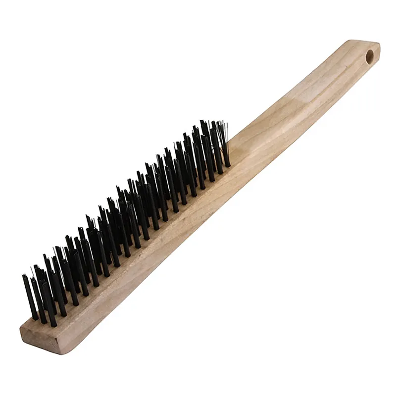3 In. W X 14 In. L Carbon Steel Wire Brush With Wooden Handle