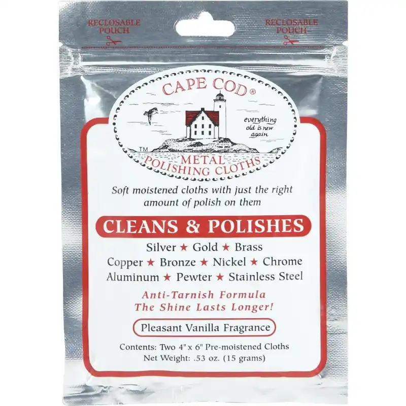 Cape Cod Vanilla Scent Fine Metal Cleaner And Polish 0.53 Oz Cloth