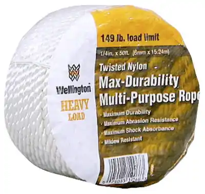 1/4-inch X 50-foot Silvery White Nylon Rope For Versatile Use
