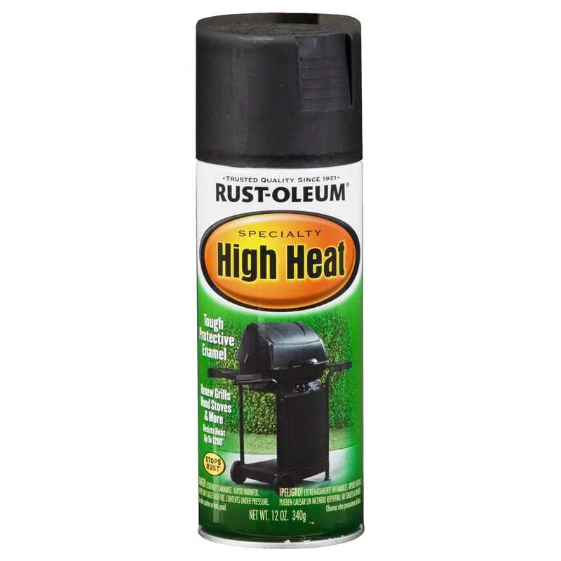 High-Heat Spray Paint, BBQ Flat Black, 12 Oz.