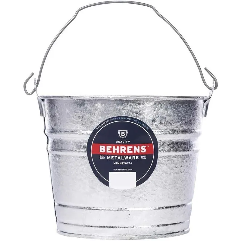 Behrens 5‑Quart Silver Galvanized Steel Pail – Heavy‑Duty Round Bucket