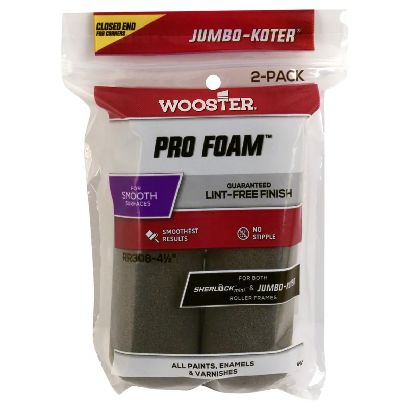 Wooster Jumbo Koter Pro Foam Foam 4.5 In. W Mini Paint Roller Cover 2 Pk