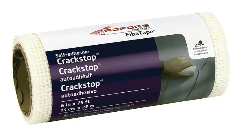 FibaTape Crackstop Wall Repair Fabric, Glass Mesh, White, Adhesive, 6-In. X 75-Ft.
