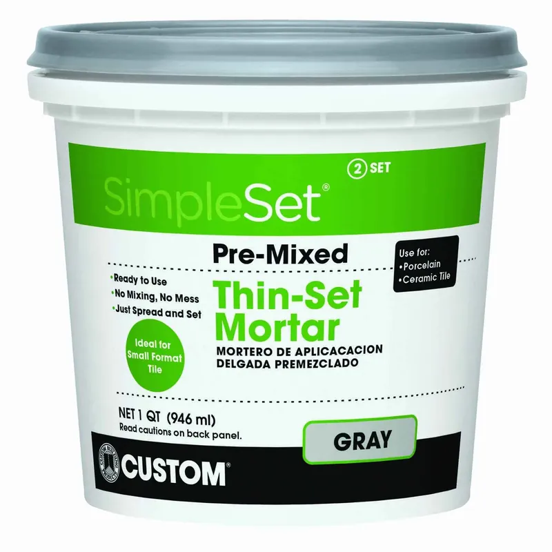 Pre-Mixed Ceramic Tile Thin Set Mortar, Gray, Qt.