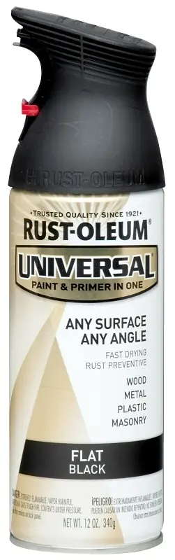 Universal Paint & Primer Spray Paint, Black Flat, 12-oz