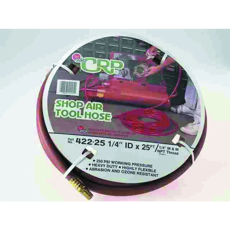25 Ft. L X 1/4 In. D Epdm Rubber Shop Air Tool Hose 250 Psi Red