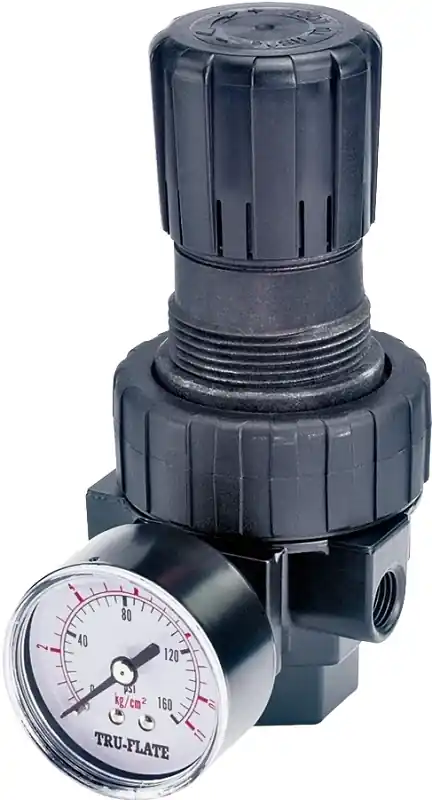 Tru-Flate Plastic/Steel Compact Regulator With Gauge 3/8 In. NPTF 125 Psi 1 Pc