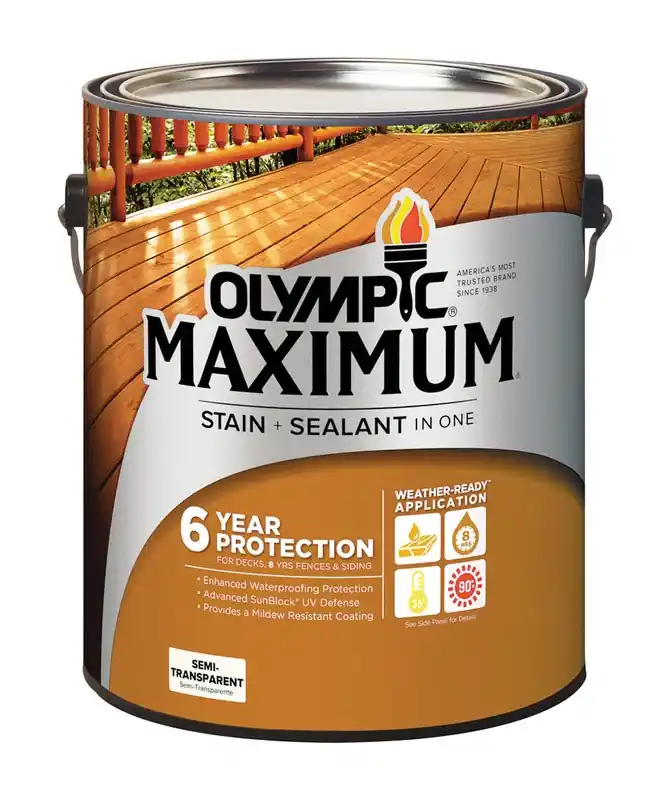 Olympic Maximum Semi-Transparent Satin Neutral Tint Base Oil Modified Urethane Stain And Sealer 1 Ga