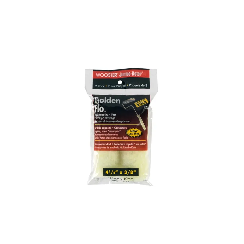 Wooster Golden Flo Fabric 4.5 In. W X 3/8 In. Trim Paint Roller Cover 2 Pk