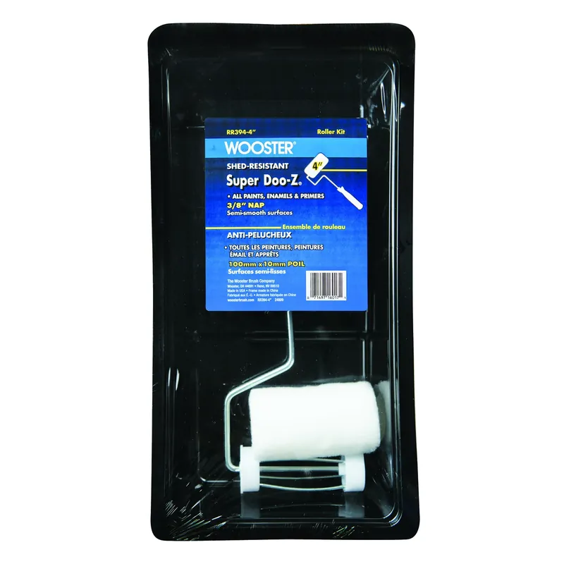 Wooster Super Doo-Z Fabric 4 In. W X 3/8 In. Trim Roller With Frame 3 Pk