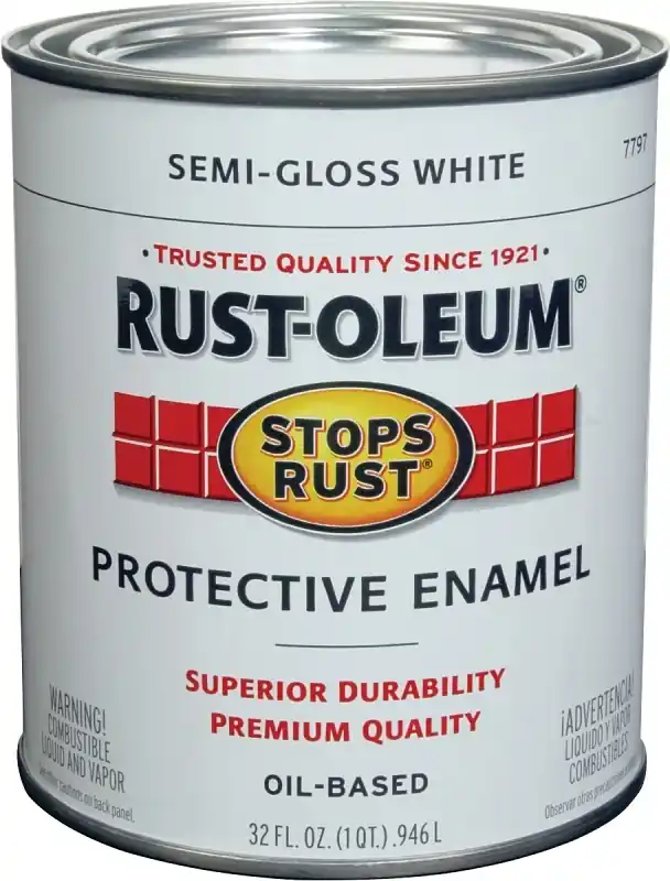 Stops Rust White Semi-Gloss Oil-Based Paint, Qt.