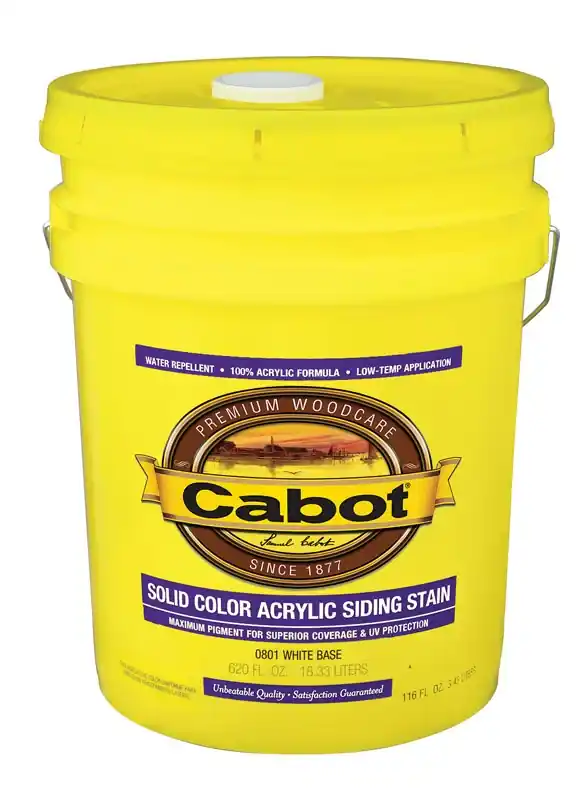 Siding Stain, White Base, Latex, 5-Gallon
