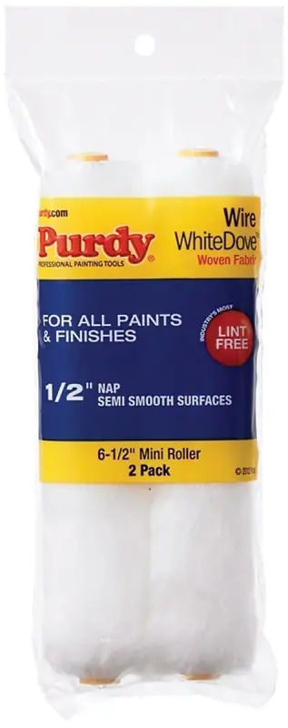 Purdy White Dove Woven Fabric 6.5 In. W X 1/2 In. Mini Paint Roller Cover 2 Pk