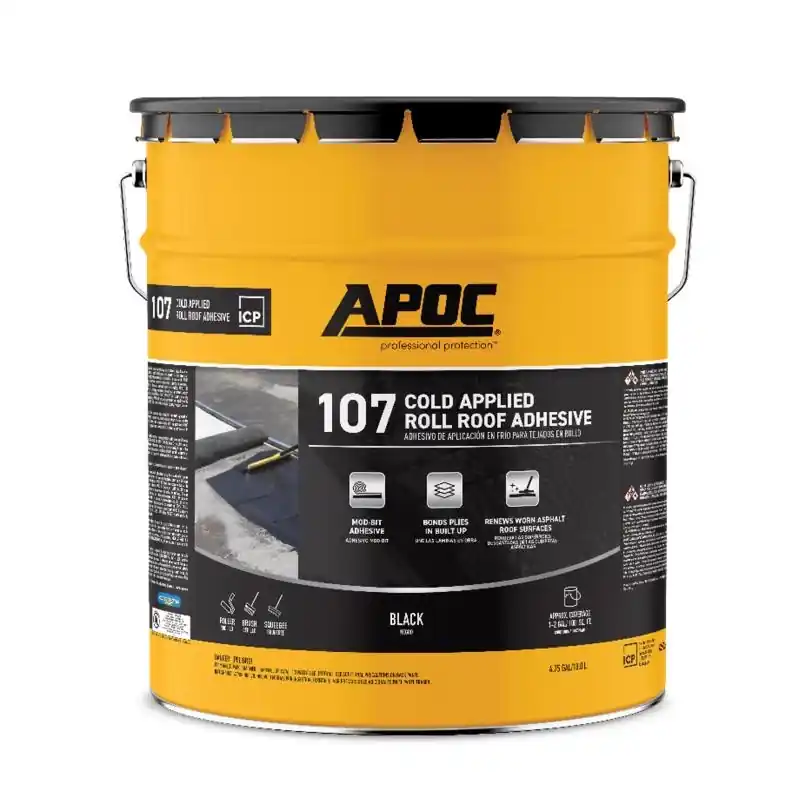 Gloss Black Asphalt Roll Roofing Adhesive 5 Gallon Pail - Fiber Reinforced