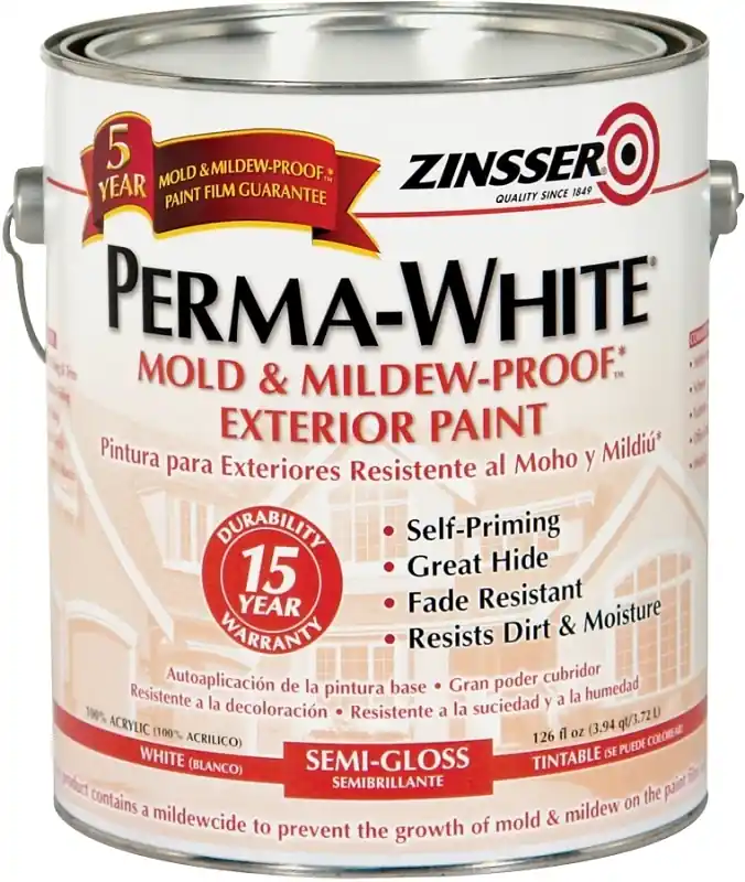 Perma White Semi-Gloss Mold & Mildew-Proof Exterior Paint, 1-Gallon