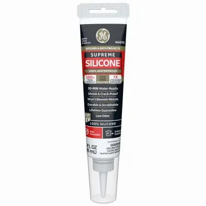 Supreme Silicone Kitchen & Bath Sealant- Squeeze, White, 2.8-oz.