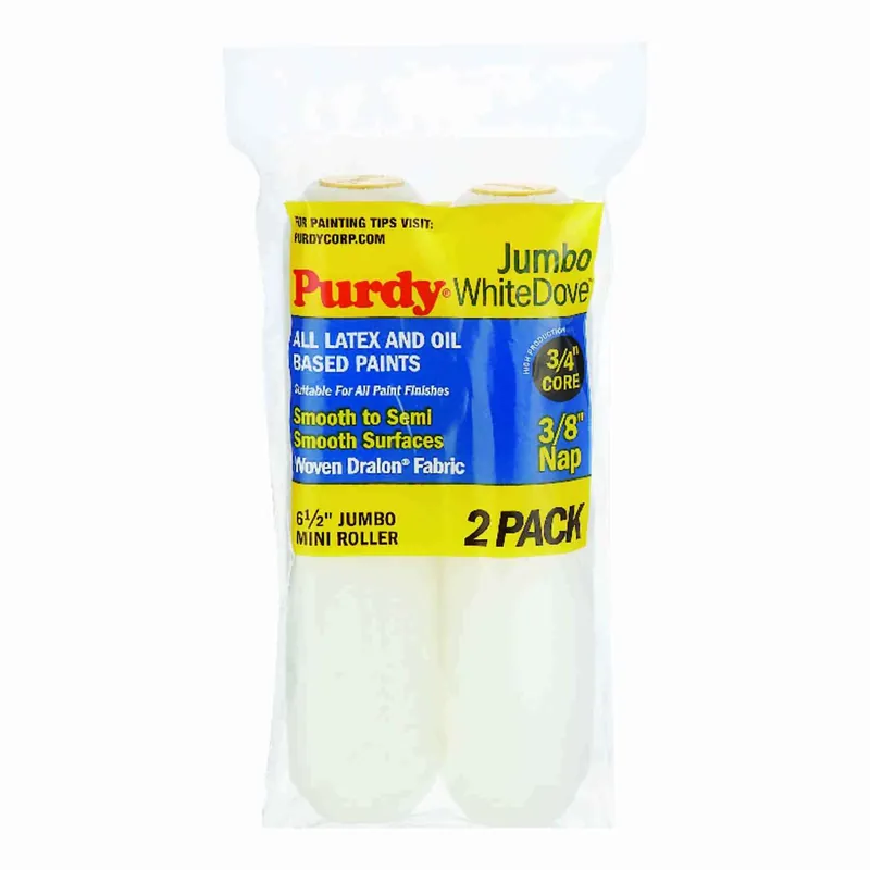 Purdy White Dove Woven Fabric 6.5 In. W X 3/8 In. Jumbo Mini Paint Roller Cover 2 Pk