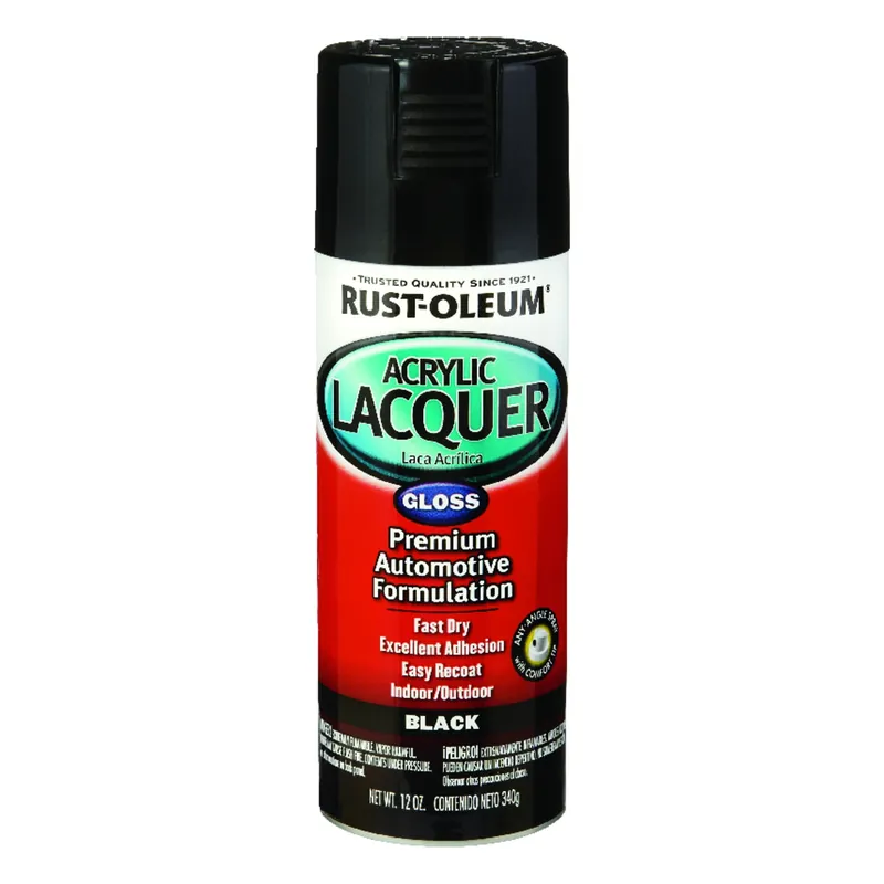 Acrylic Lacquer Spray, Automotive, Black Gloss, 12-oz.