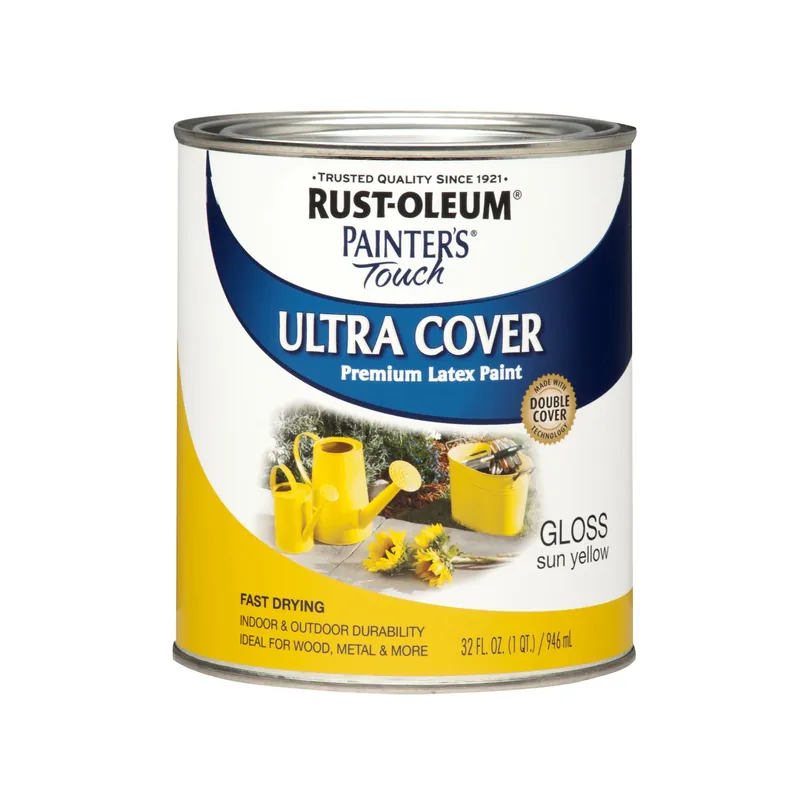 Painter‘s Touch Ultra Cover Latex Paint, Sun Yellow Gloss, 1-Qt.