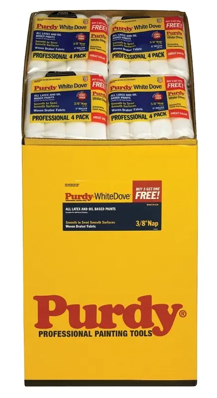 Purdy White Dove Woven Fabric 9 In. W X 3/8 In. Paint Roller Cover 4 Pk