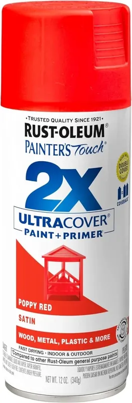 Painter‘s Touch 2X Spray Paint, Satin Poppy Red, 12-oz.