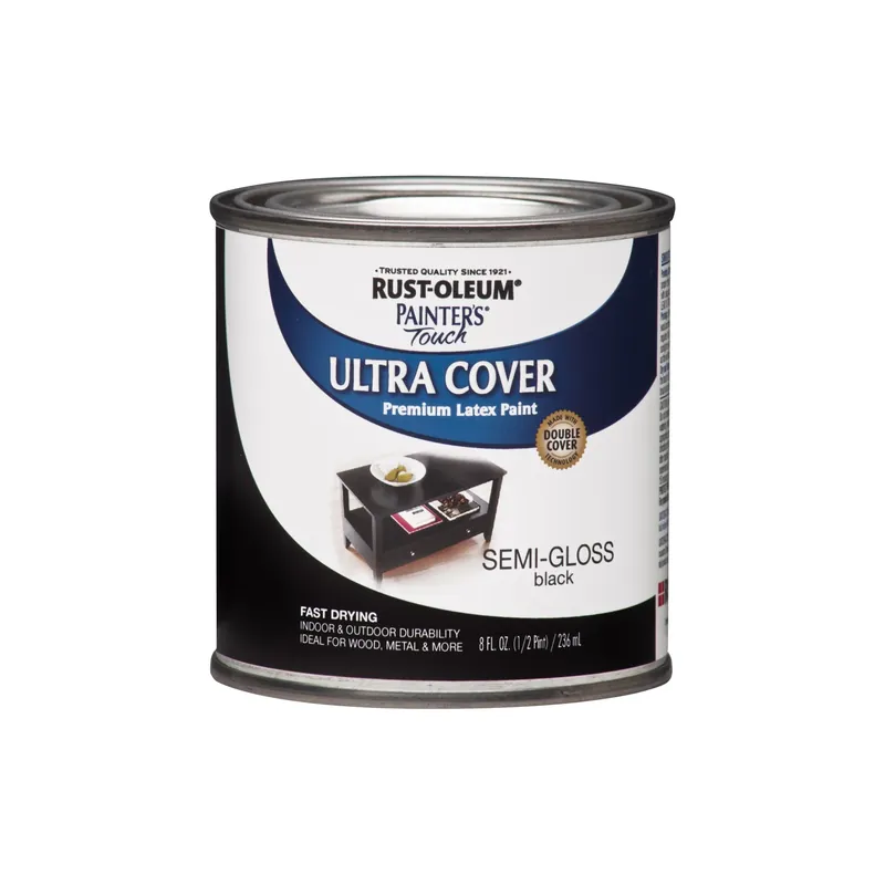 Painter‘s Touch Ultra Cover Latex Paint, Semi-Gloss Black, 1/2-Pint