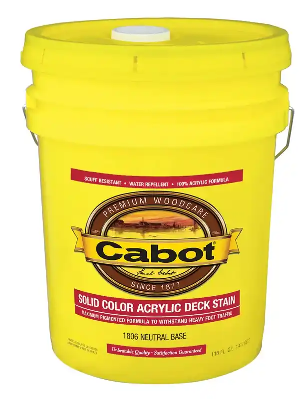 Solid Color Acrylic Decking Stain, Neutral Base, 5 Gallon Container