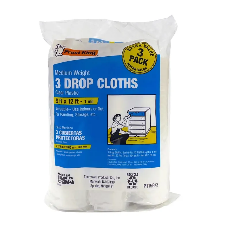 Frost King 9 Ft. W X 12 Ft. L X 1 Mil Plastic Drop Cloth 3 Pk
