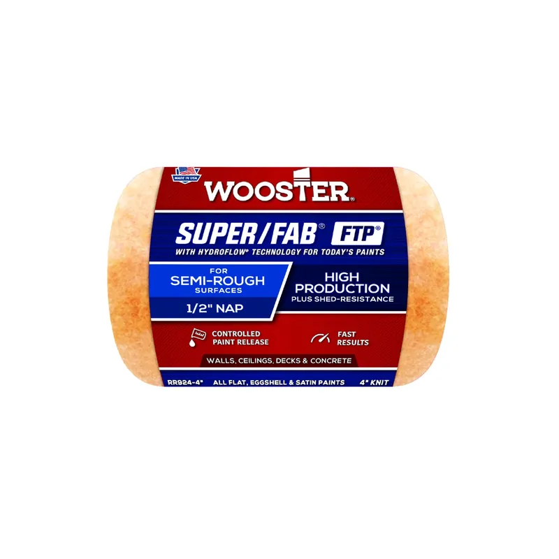 Wooster Super/Fab FTP Fabric 4 In. W X 1/2 In. Trim Paint Roller Cover 1 Pk