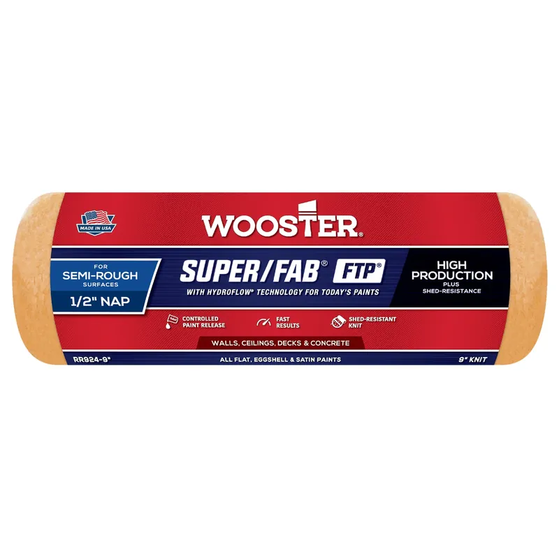 Wooster Super/Fab FTP Synthetic Blend 9 In. W X 1/2 In. Paint Roller Cover 1 Pk