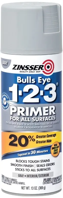 Bulls Eye 1-2-3 Primer, Flat Gray, 13 Oz. Spray