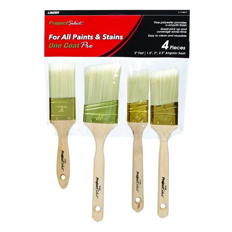 Project Select 4-piece Angle/flat Paint Brush Set For All Paints And Stains