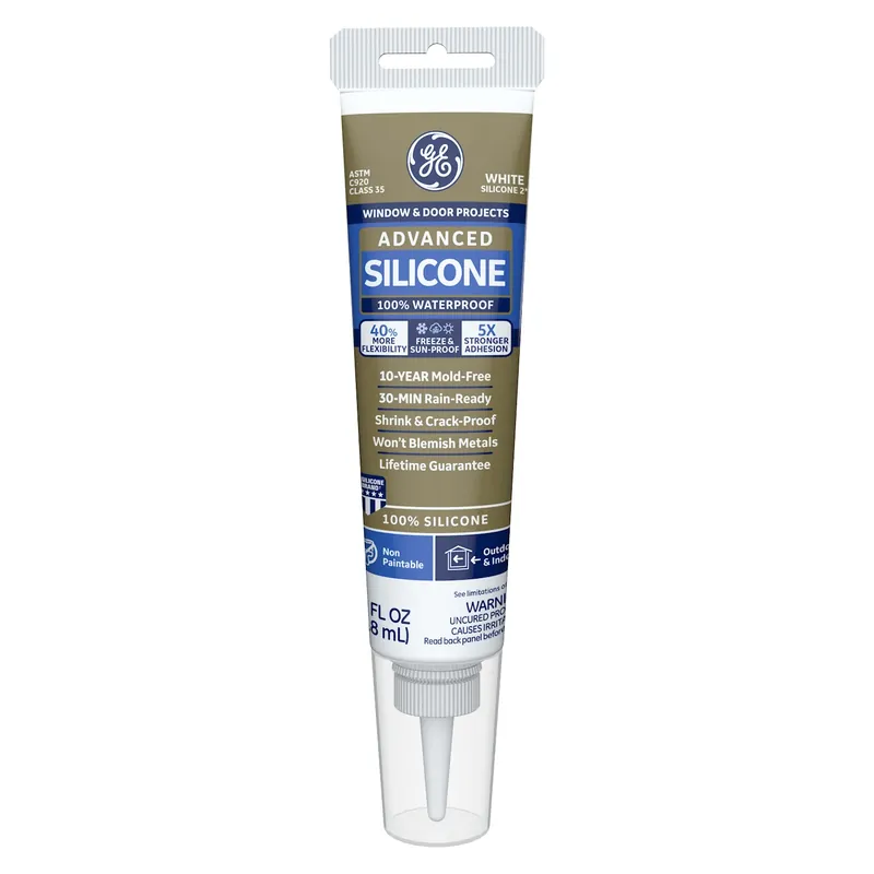 Advanced Silicone 2 Window & Door Sealant, White, 2.8 Oz. Tube
