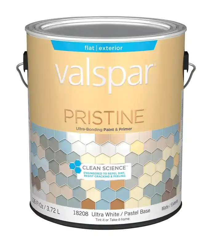 Pristine 100% Acrylic Flat Exterior Paint & Primer, Ultra White, 1 Gallon