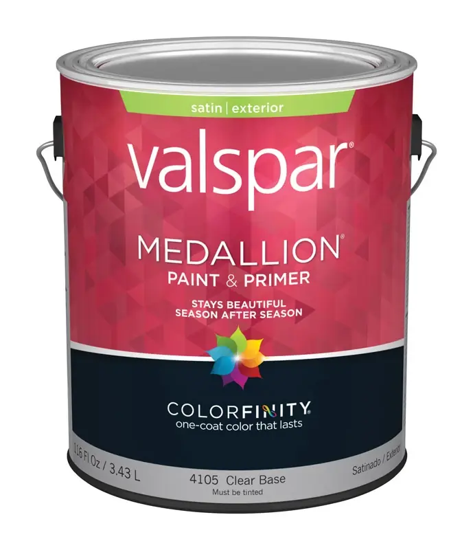 Medallion 100% Acrylic Satin Exterior Paint & Primer, Clear Base, 1 Gallon