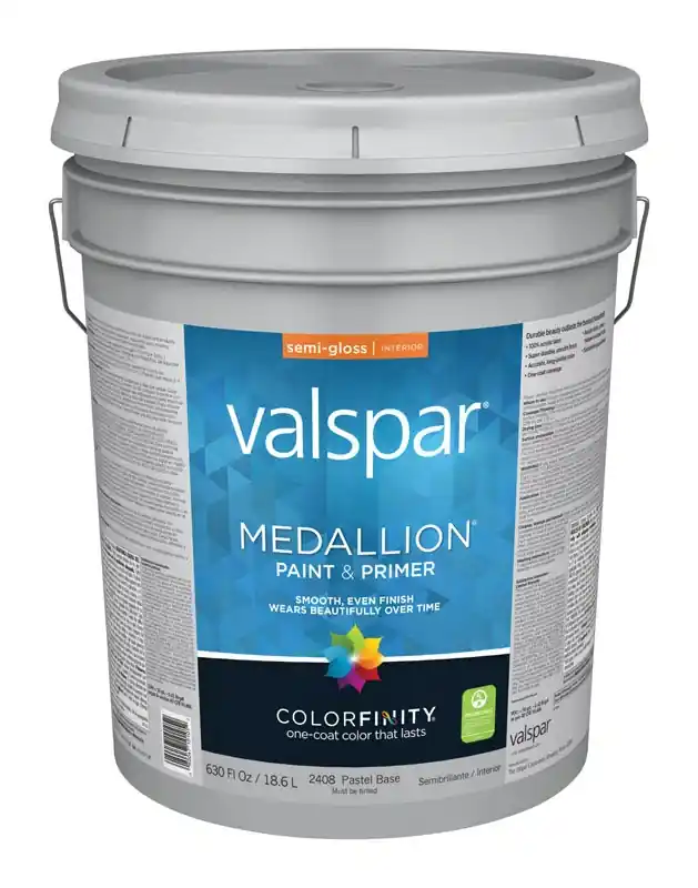 Medallion 100% Acrylic Semi-gloss Interior Paint & Primer, Pastel Base, 5 Gallon