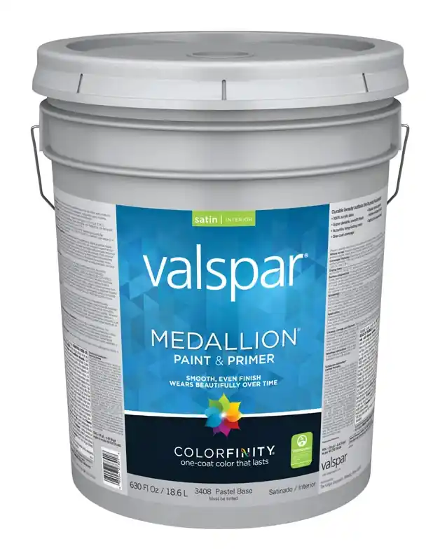 Medallion 100% Acrylic Satin Interior Wall Paint & Primer, Pastel Base, 5 Gallon