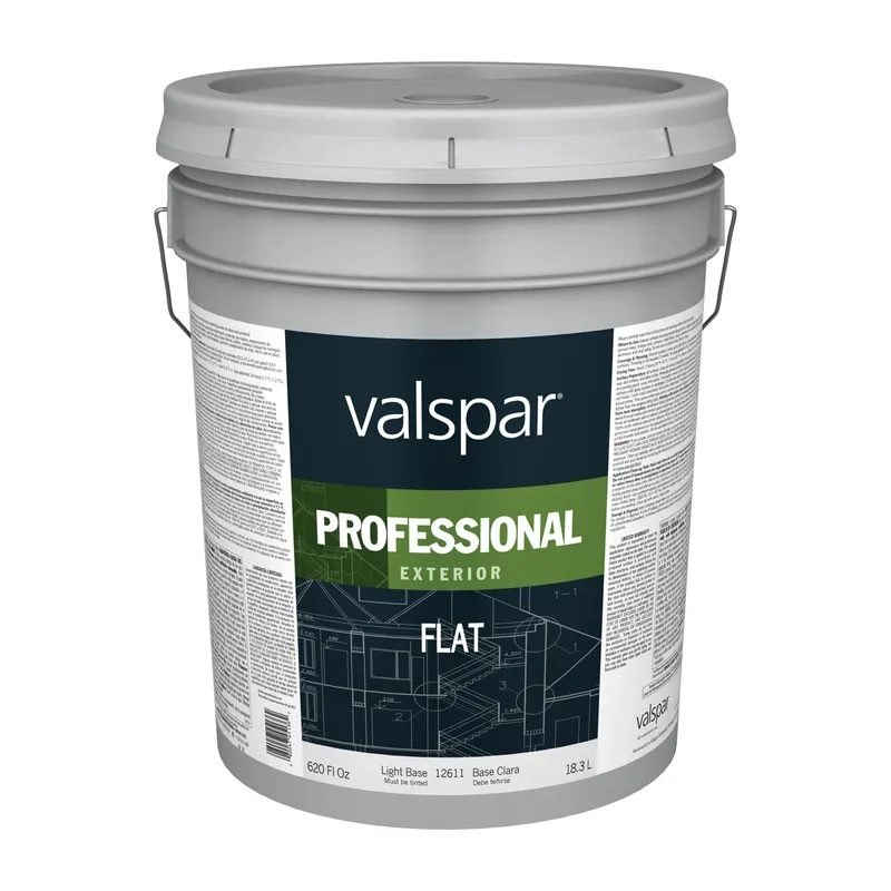 Professional 100% Acrylic Flat Exterior House Paint, Light Base, 5 Gallon