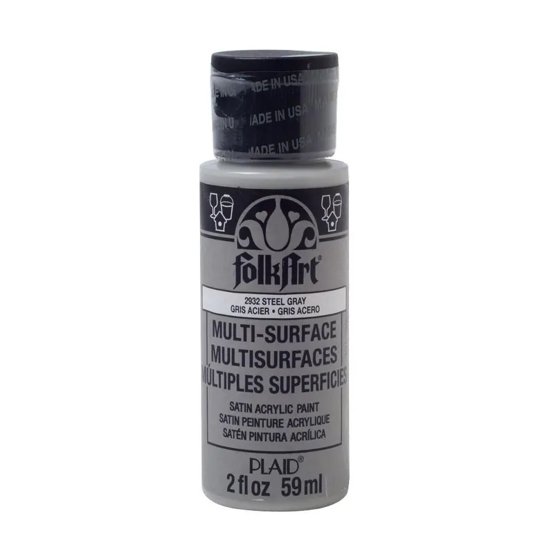 Folkart Satin Steel Gray Multi-surface Hobby Paint 2 Oz - Model 2932