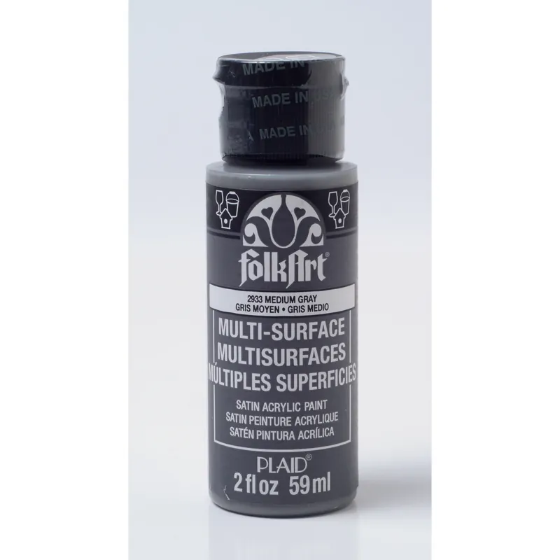 Folkart Satin Medium Gray Multi-surface Hobby Paint 2 Oz - Versatile Crafting Solution