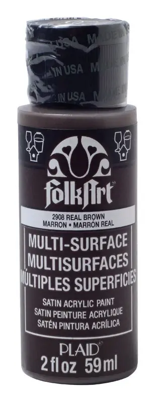 Folkart Satin Real Brown Multi-surface Hobby Paint 2 Oz - Model 2908