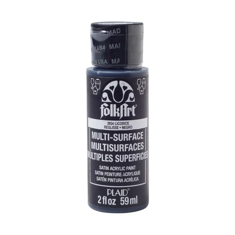 Folkart Satin Licorice Multi-surface Hobby Paint 2 Oz - Versatile Crafting Solution
