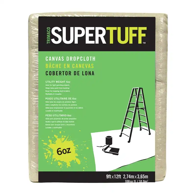 Trimaco SuperTuff 9 Ft. W X 12 Ft. L X 0.06 Mil 6 Oz Canvas Drop Cloth 1 Pk