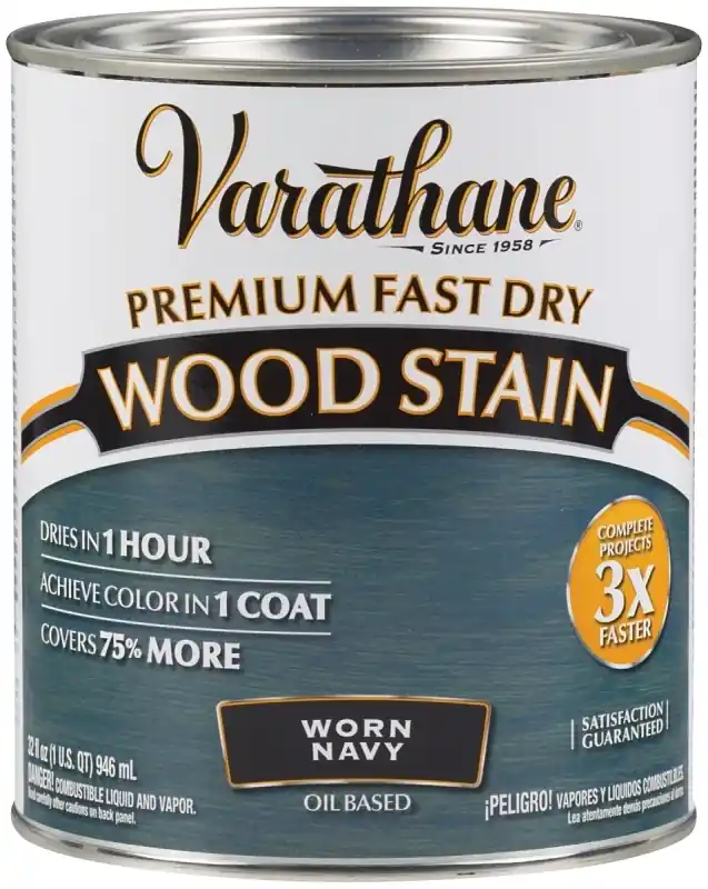 Fast Dry 1-Coat Interior Wood Stain, Oil-Based, Worn Navy, 1-Qt.