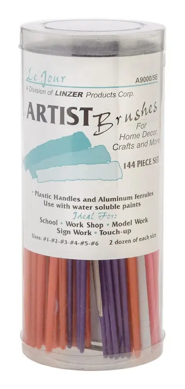 A9000 Cylinder Artist Brush Assortment - 144 Piece