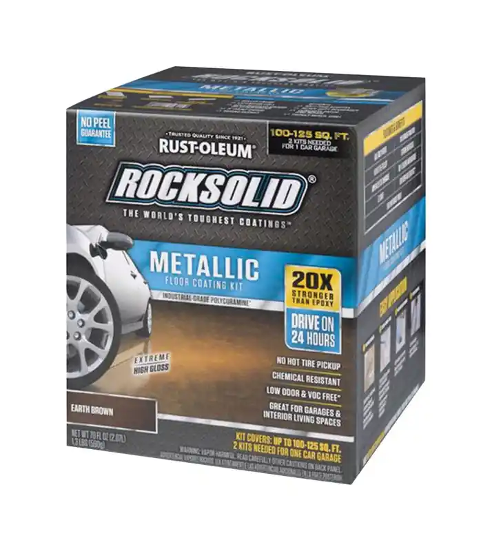 Rocksolid Garage Floor Coating Kit, Earth Brown Metallic, Covers Up To 100 Sq. Ft.