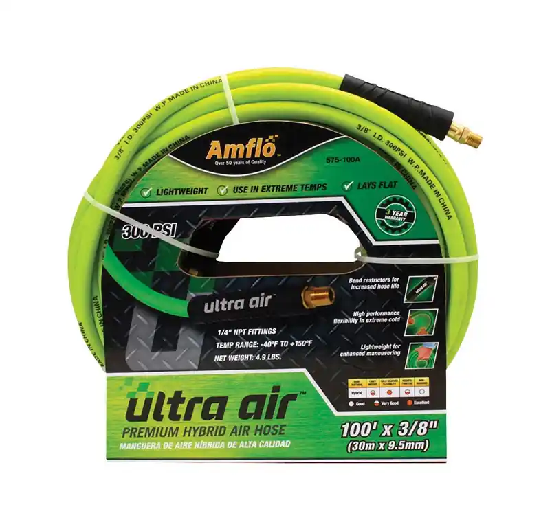 Ultra Air 100 Ft. L X 3/8 In. D Rubber/pvc Hybrid Air Hose 300 Psi Green