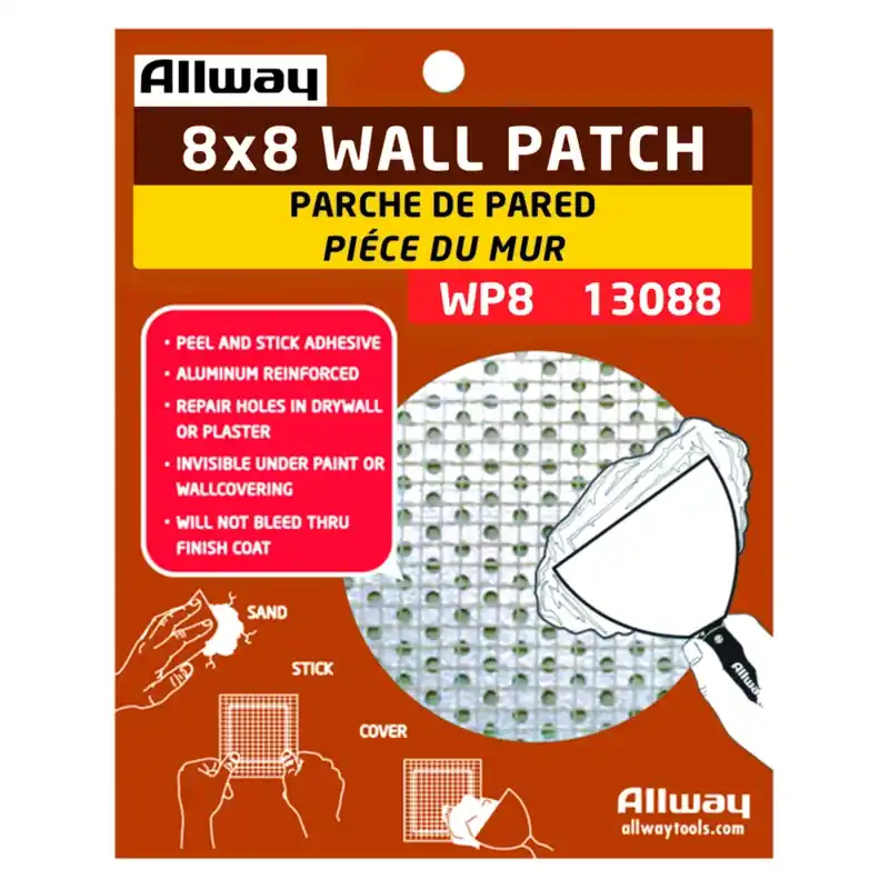 Allway 8 In. L X 8 In. W Fiberglass White Self Adhesive Drywall Mesh Patch